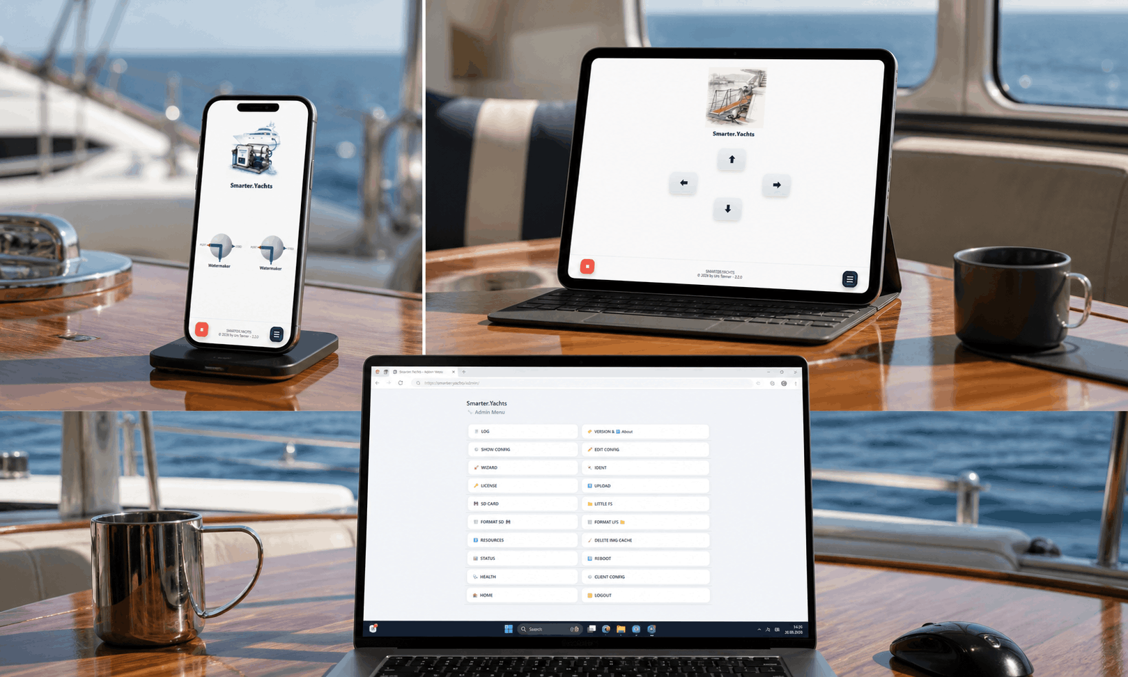 Smarter.Yachts Node control interface on mobile devices